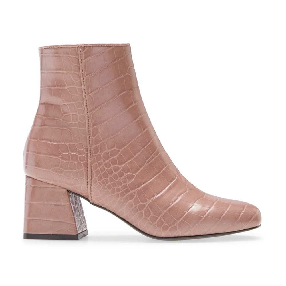Steve Madden Tan Darma Croc Embossed Ankle Boot